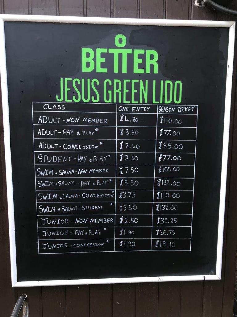 jesus green pool entry prices